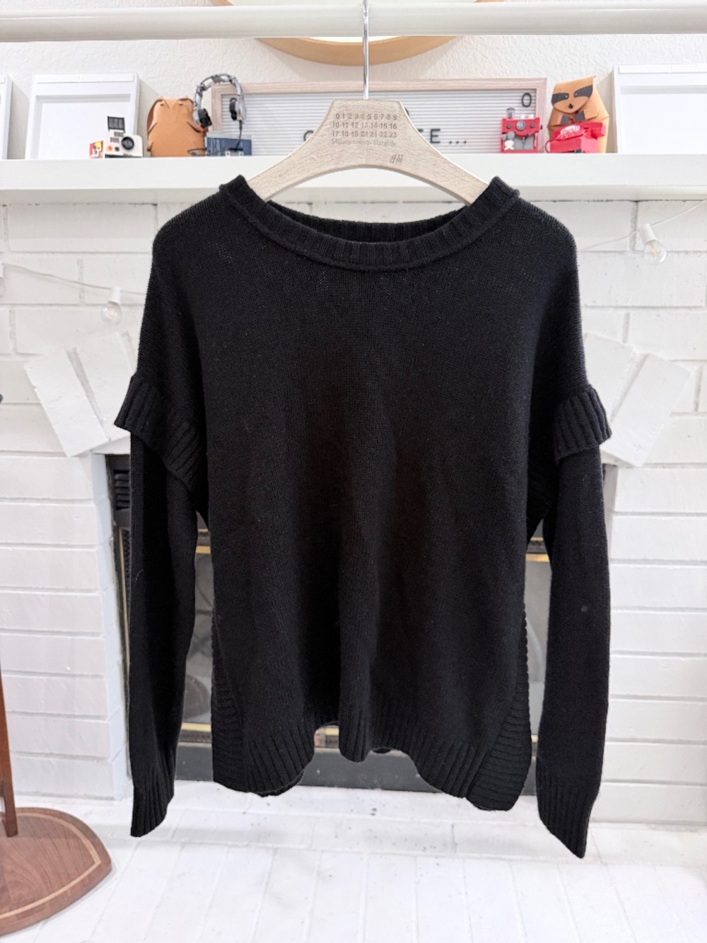 Splendid Collection Ruffle Accent Poncho Style Long Sleeve Wool Cashmere Sweater